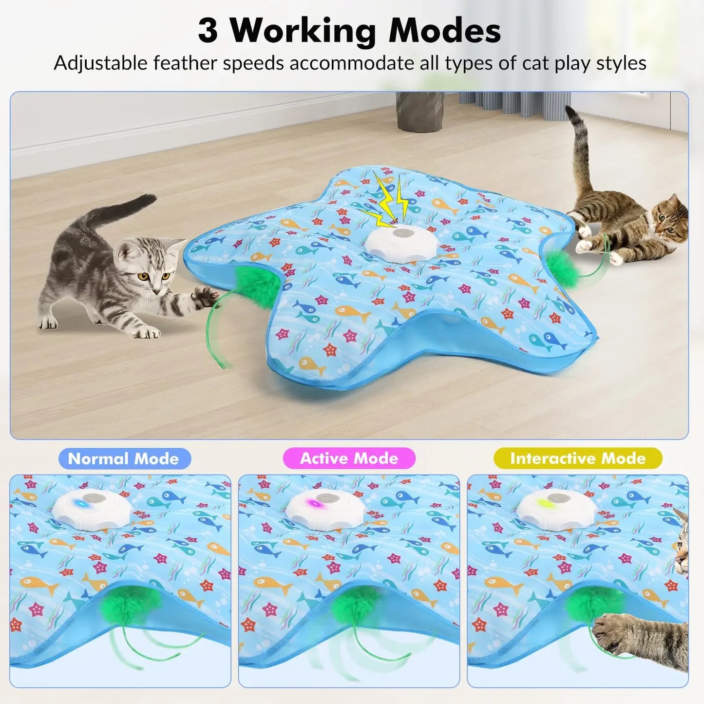 Smart Hide and Seek Cat Toy Electric Thermal Sensing Cat Catch Cover Real Mouse Squeaky Touch Activated Feather Teaser Wand