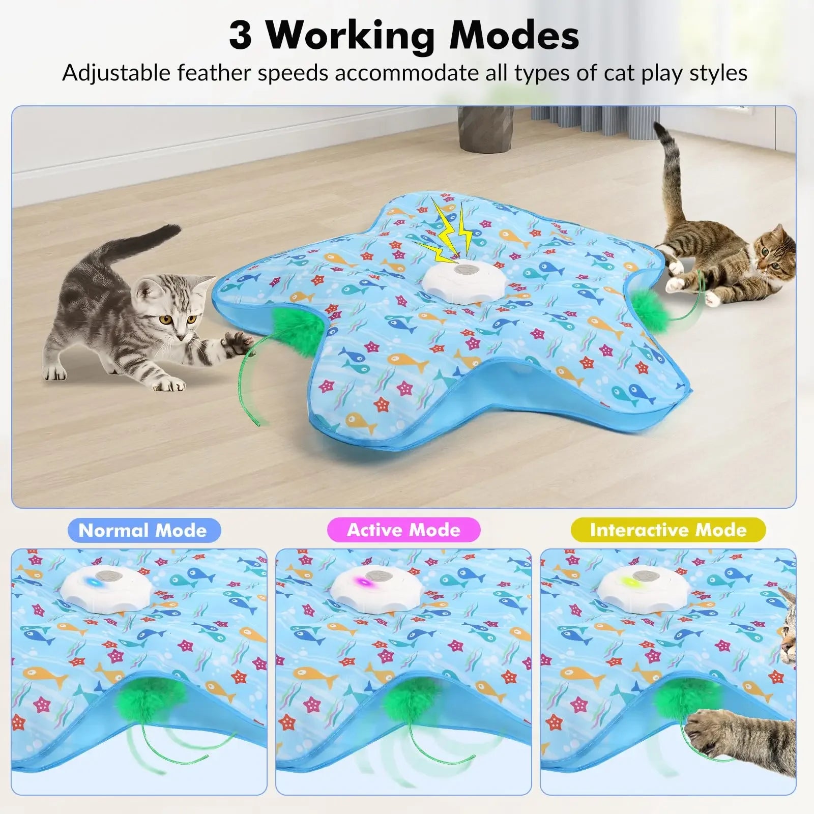 Smart Hide and Seek Cat Toy Electric Thermal Sensing Cat Catch Cover Real Mouse Squeaky Touch Activated Feather Teaser Wand