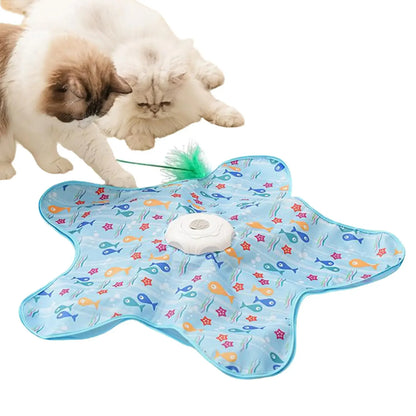 Smart Hide and Seek Cat Toy Electric Thermal Sensing Cat Catch Cover Real Mouse Squeaky Touch Activated Feather Teaser Wand